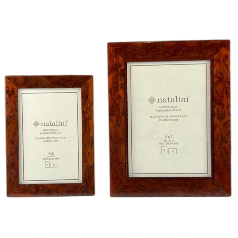 Natalini - ‘Brown - Burle pattern’ wood frame. 4“ x 6“. NWT.